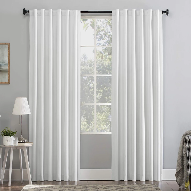 Sun Zero Hampshire Velvet Noise Reducing Thermal Extreme Total Blackout Back Tab Curtain Panel, 50" x 108", Pearl