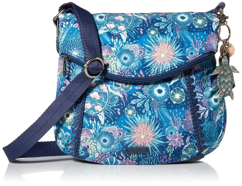 Sakroots Eco-twill Foldover Crossbody Eco-Twill Foldover Crossbody, Royal Blue Seascape, One Size - Image 1