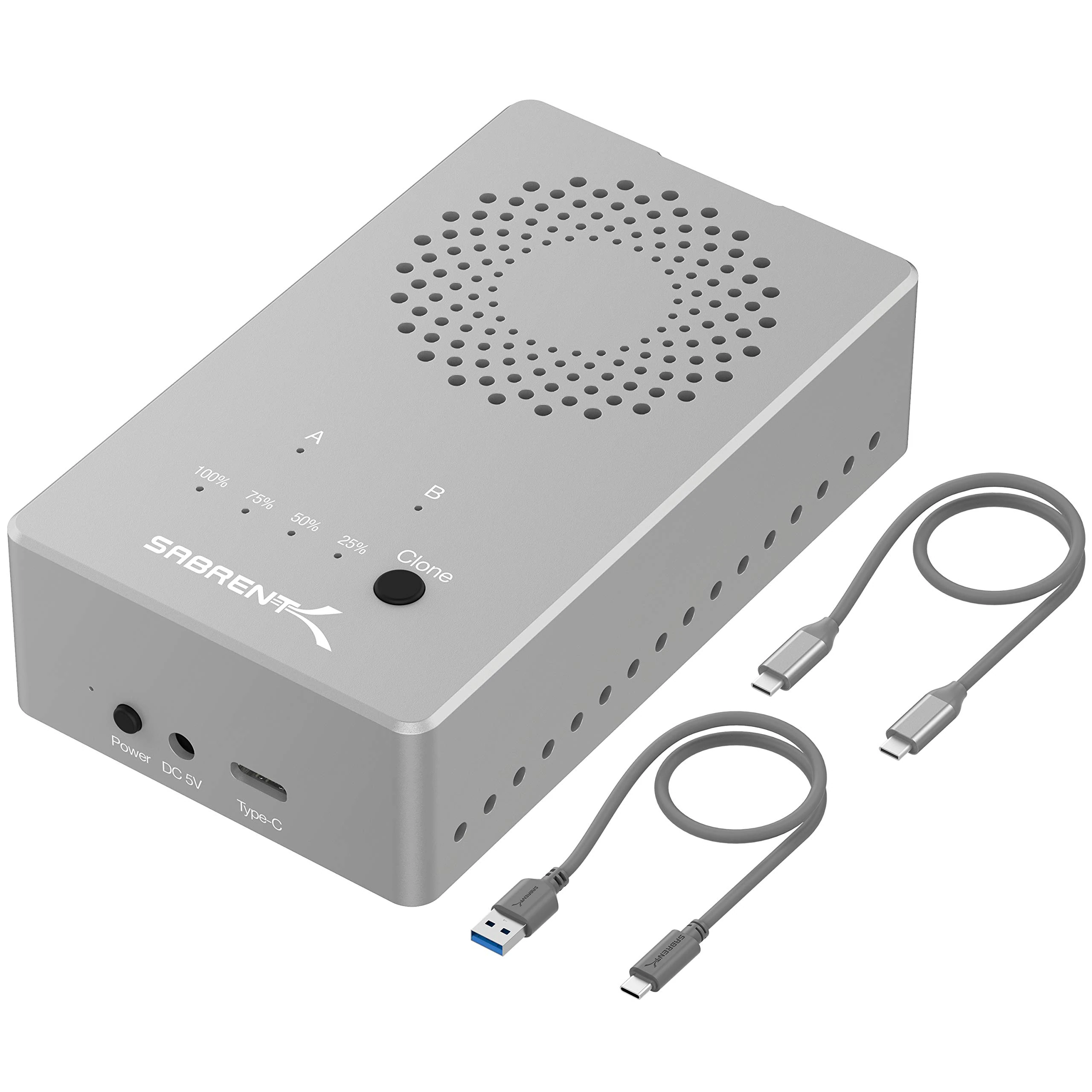 SABRENT M.2 SSD Enclosure, 2 NVMe to USB Case, Offline Cloning NVMe Enclosure, 10Gbps External M.2 Enclosure, Aluminum Enclosure with Cooling Fan, for 2230 2242 2260 2280 (EC-SSD2)