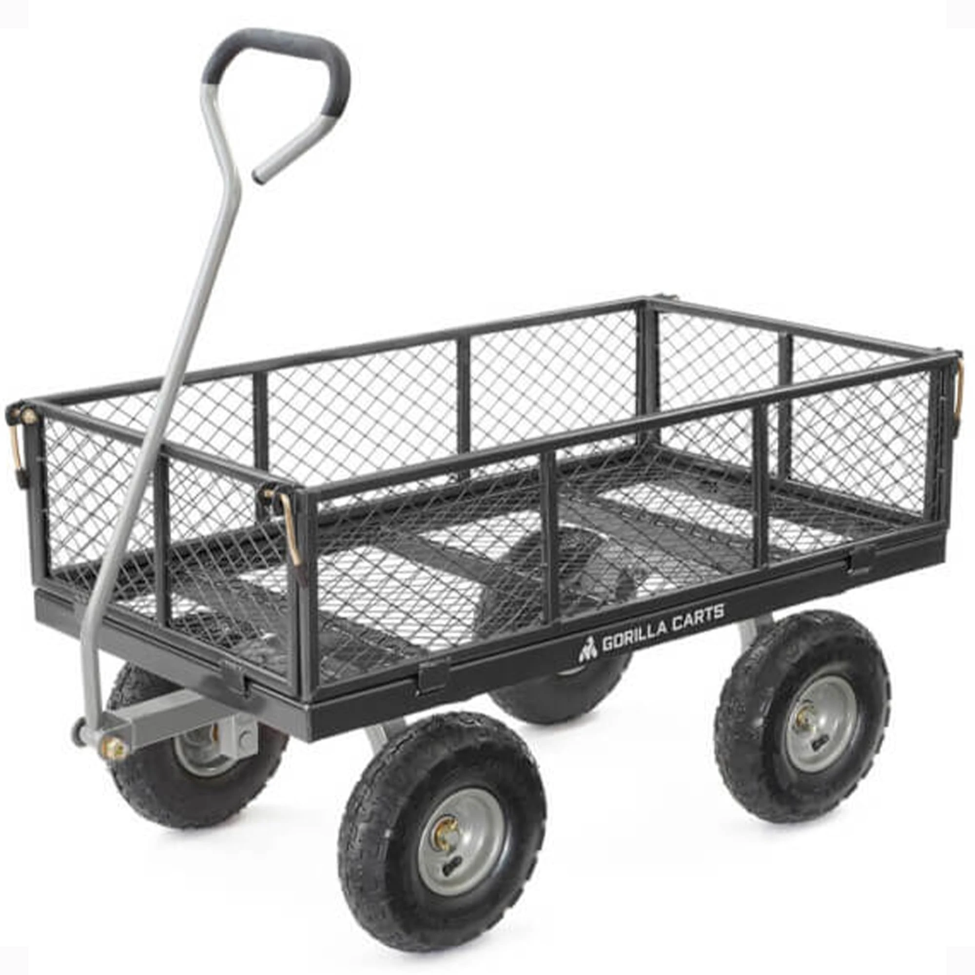 "Gorilla Cart Large 800lb / 350 kg Capacity Solid Steel Outdoor Garden Multi-Use Hauling Utility Wagon Cart with Balanced 4-Wheeled Design and 10-Inch Pneumatic Tires, Black"