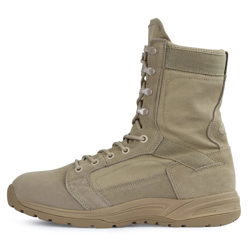 QUNLON Men's Military Tactical Boots Durable Army Cadet Patrol Boots for Outdoor Work Motorcycle Beige-9UK