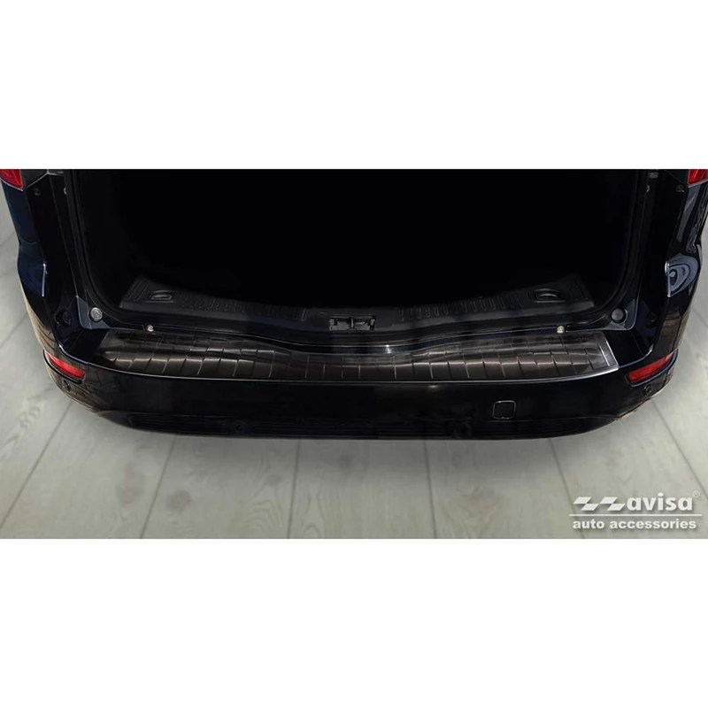 Avisa Black Stainless Steel Rear bumper protector compatible with Ford Mondeo IV Wagon Facelift 2010-2014 'Ribs'