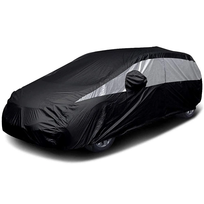 Titan Jet Black Poly 210T Car Cover for Hatchbacks 165-181". Waterproof, UV Protection, Scratch Resistant, Driver-Side Zippered Opening. Fits Prius, Focus, Civic and More.