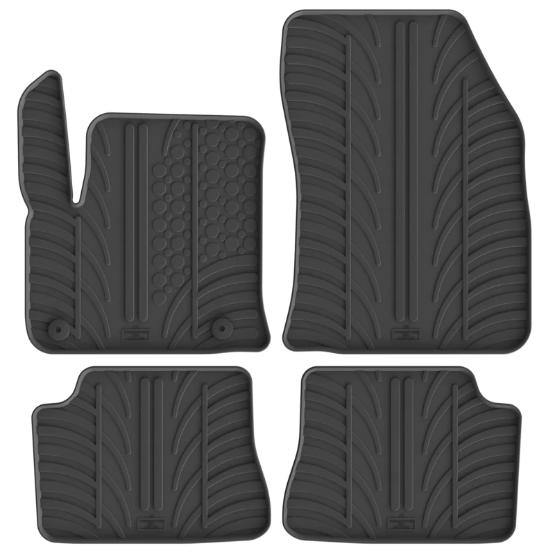Gledring 0100 Set Rubber Mats Suitable for Peugeot e-208 II & Opel e-Corsa F 2019 - (T Profile 4 Pieces + Mounting Clips)