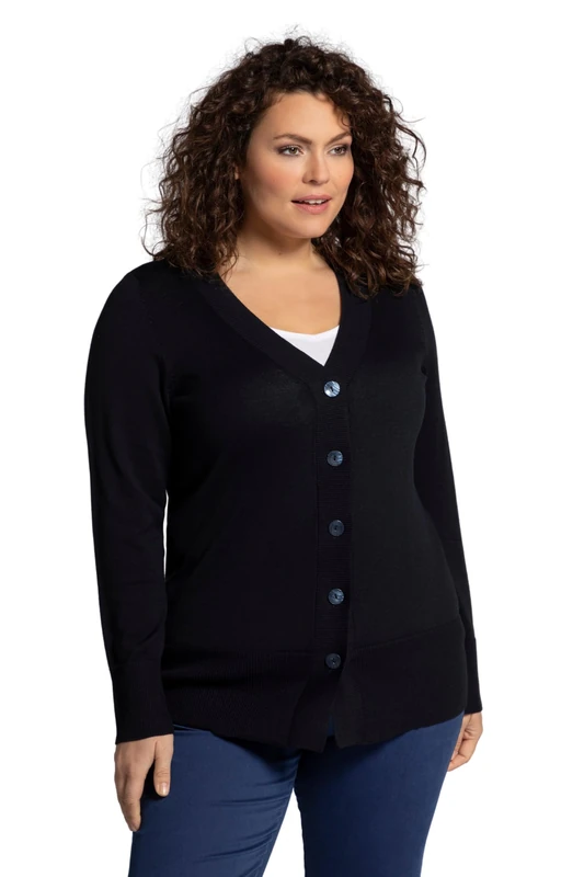 Ulla Popken Women's Button Cardigans, Navy Blue, 16