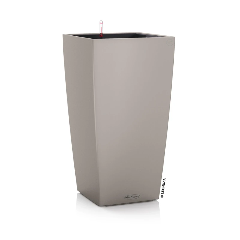 Lechuza CUBICO Color 30 Self Watering Planter Garden Plastic Indoor and Outdoor Flower Plant Pot with Drainage Hole H56 L30 W30 cm Sand Brown