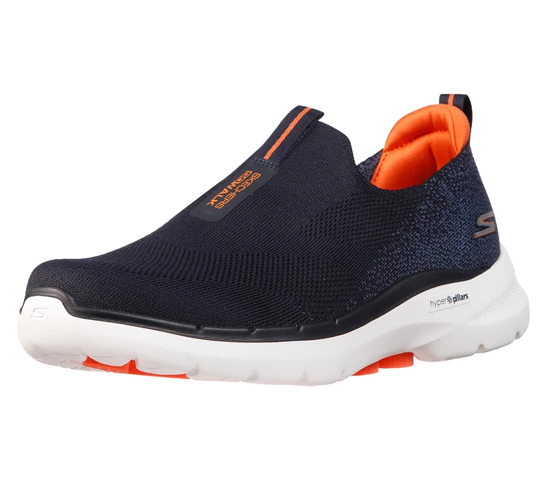 Skechers Men's Gowalk 6-Stretch Fit Slip On Athletic Performance Walking Shoe, Navy Orange, 10.5 UK