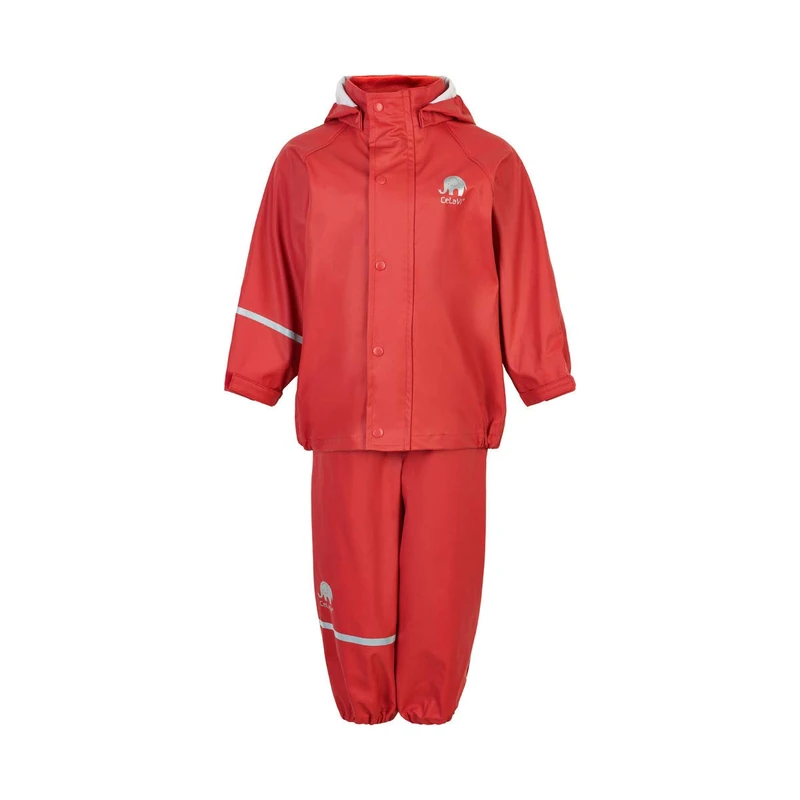 Celavi Kids 100% Waterproof Rain Gear Boys Girls Rain Suit – PU Rain Jacket & Pants Set, Windproof, Reflective Stripes, Outdoor Play Rainwear, Baked Apple, 80