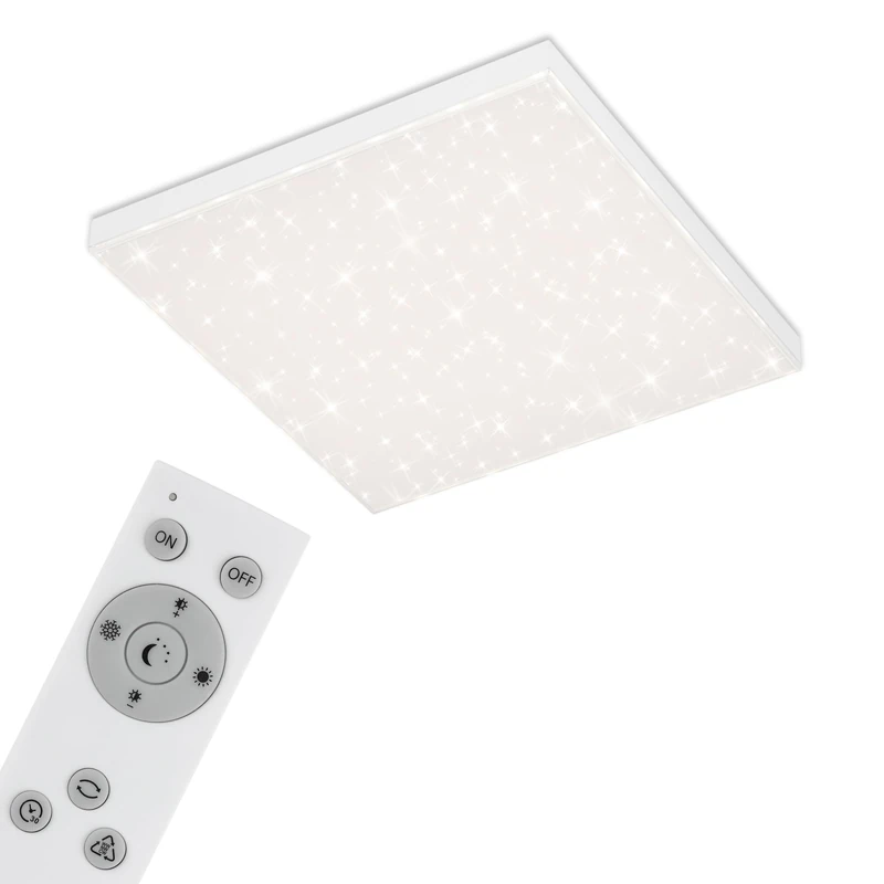 BRILONER Leuchten 7381-116 LED Panel Ceiling Light with Light Edge/Star Decoration/Includes Remote Control/Colour Temperature Control / 24 Watt / 2,400 Lumen/White / 450 x 450 x 69 mm (L x W x H)