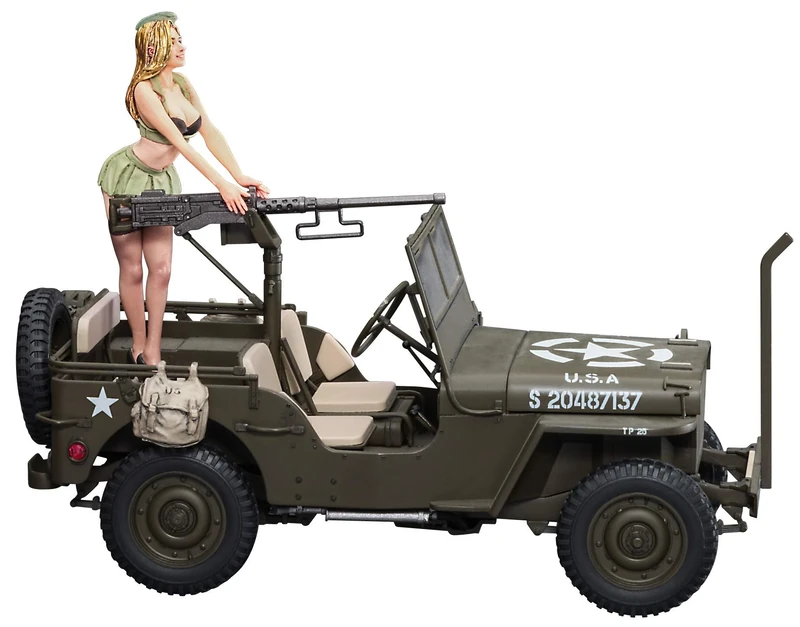 Hasegawa SP483 1/24 4x4 Truck with M2 Machine Gun and Blonde Women, Multi-Coloured