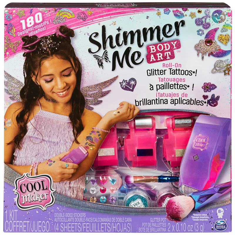 Cool MAKER, Shimmer Me Body Art with Roller, 4 Metallic Foils and 180 Designs, Temporary Tattoo Kids Toys for Ages 8 and Up - Image 1