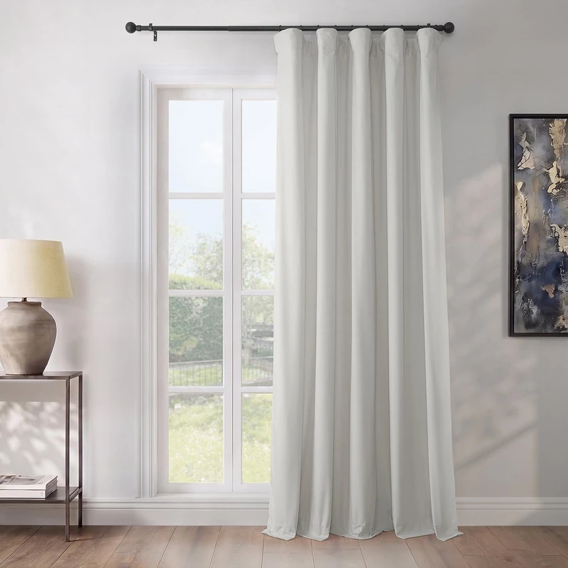 HPD Half Price Drapes Heritage Plush Velvet Curtains 120 Inches Long Room Darkening Curtains for Bedroom & Living Room 100W x 120L, (1 Panel), Pillow White