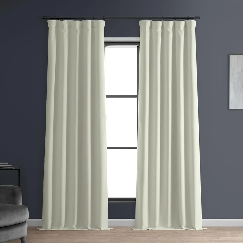 HPD Half Price Drapes Solid Thermal Insulated Blackout Curtains for Bedroom 96 Inches Long Curtain (1 Panel) Signature Blackout Linen Window Curtains for Living Room, 50W x 96L, Excursion Ivory