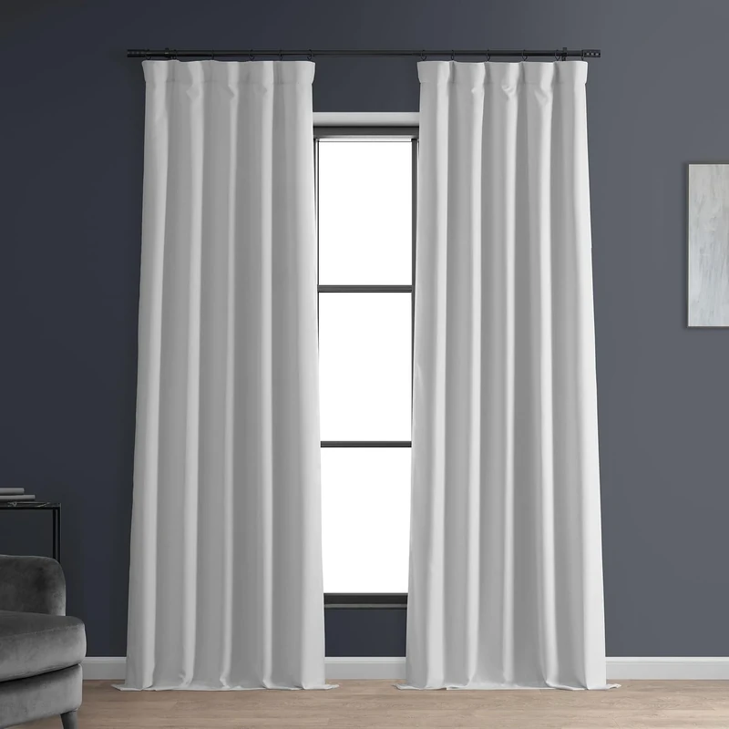 HPD Half Price Drapes Solid Thermal Insulated Blackout Curtains for Bedroom 108 Inches Long Curtain (1 Panel) Signature Blackout Linen Window Curtains for Living Room, 50W x 108L, Mission White