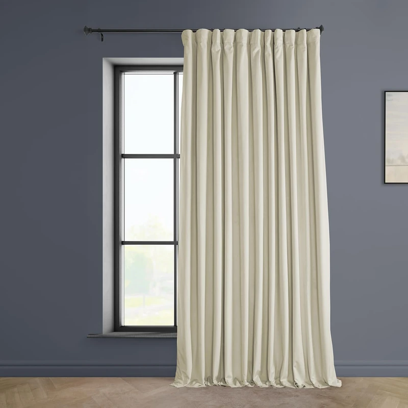 HPD Half Price Drapes Extrawide Heritage Plush Velvet Curtains for Bedroom 100 X 84 (1 Panel), VPYC-198593-84-DW, Au Lait Creme