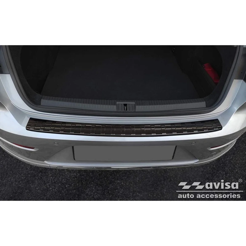 Avisa Black Stainless Steel Rear bumper protector compatible with Volkswagen Arteon Shooting Brake incl. eHybrid 2020- 'Ribs'