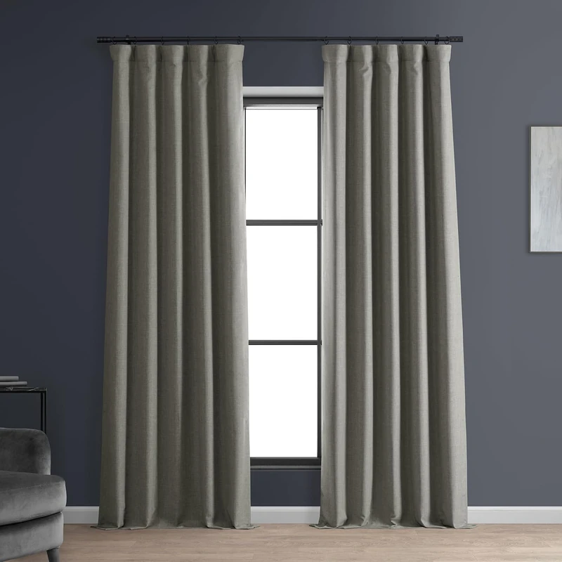 HPD Half Price Drapes Solid Thermal Insulated Blackout Curtains for Bedroom 108 Inches Long Curtain (1 Panel) Signature Blackout Linen Window Curtains for Living Room, 50W x 108L, Destination Slate