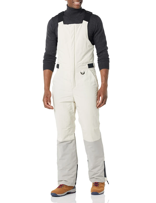 Amazon Essentials Men's Water-Resistant Insulated Snow Bib Overall, Grey Ivory Color Block, Medium