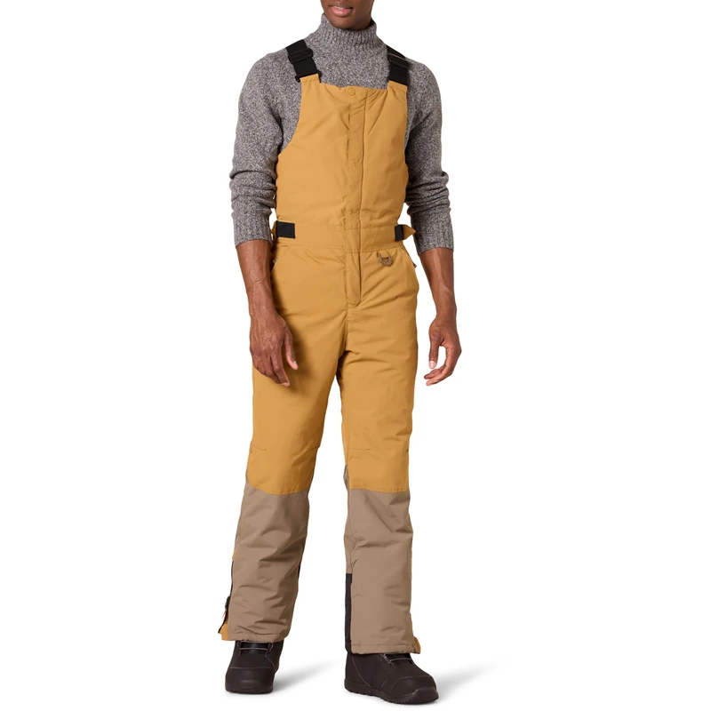 Amazon Essentials Men's Water-Resistant Insulated Snow Bib Overall, Gold Light Brown Colour Block, XL