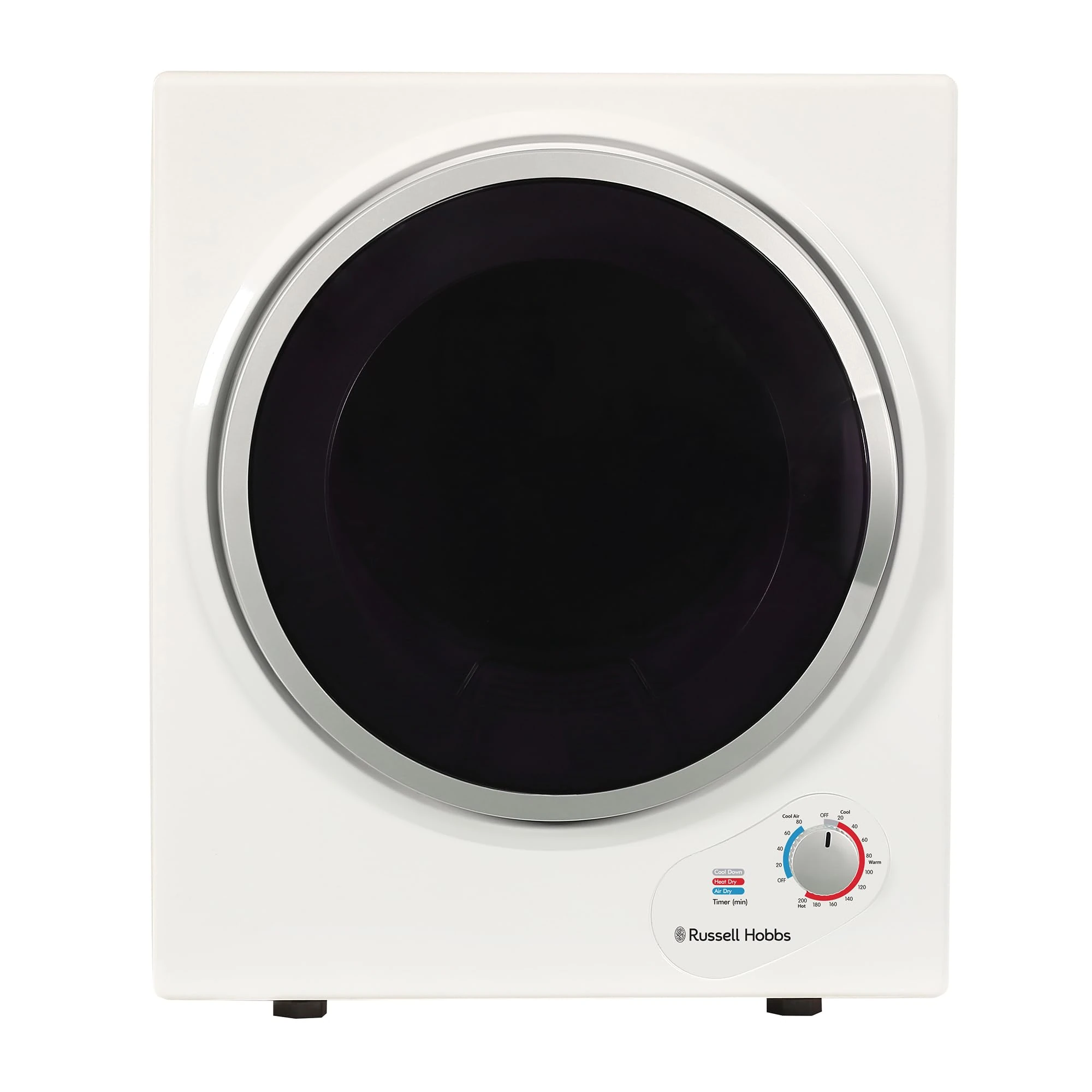 Russell Hobbs RH3VTD800 White 2.5kg Compact Mini Vented Tumble Dryer, Portable, Freestanding Table top Dryer with 3 Heat Settings small