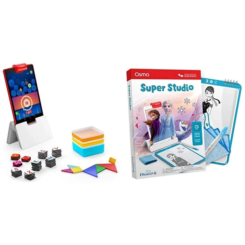 Osmo Plastic Genius Starter Kit for Fire Tablet Ages 6-10 & Plastic Super Studio Disney Frozen 2 Learn to Draw Ages 5-11