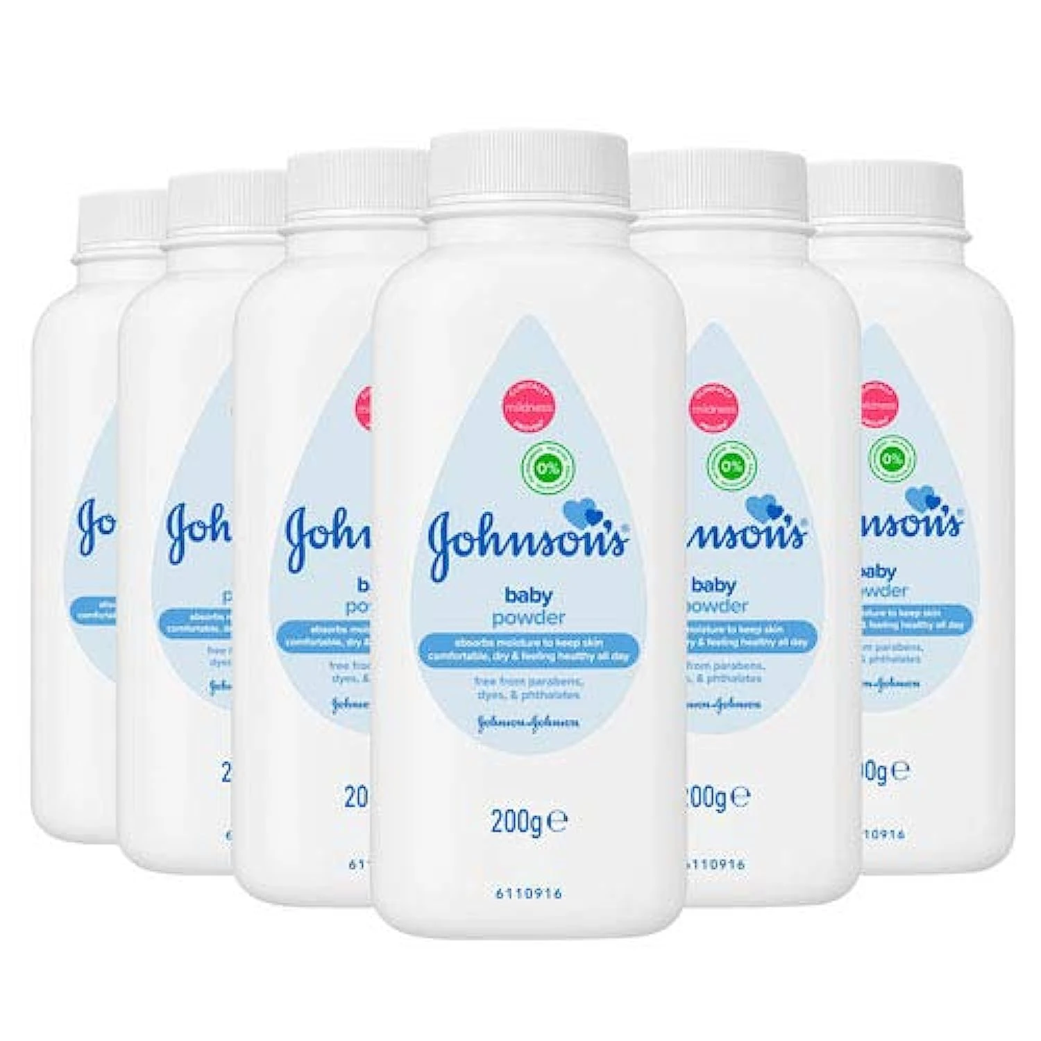 Johnson's Baby Powder Talc Talcum Soft Skin Care Protect Bottles - Pack of 6 x 200 G