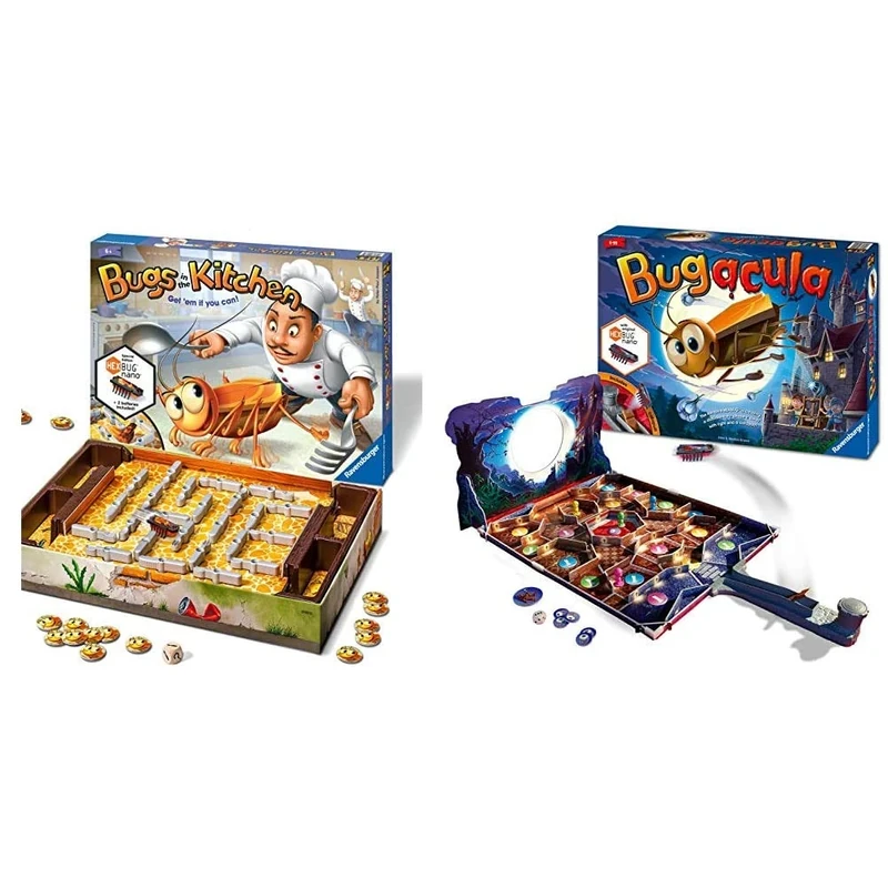 Ravensburger Bugs in the Kitchen Board Game for Kids Age 6 Years and Up - Catch the Hexbug Nano! & Bugacula - Fun Game for Kids Age 6 Years and Up - Avoid the Hexbug Nano!