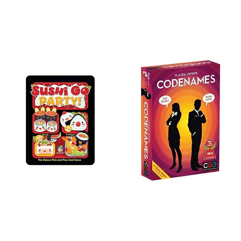 Asmodée Gamewright | Sushi Go Party Game | Card Game | Ages 8+ | 2-8 Players | 20 Minutes Playing Time & Czech Games Edition | Codenames | Party Game | Ages 10+ | 2-8 Players | 15 Minute Playing Time