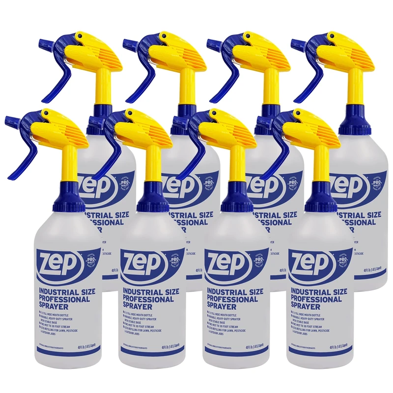 Zep Industrial Sprayer Bottle - 48 Ounces (Case of 8) C32810 - Up to 30 Foot Spray, Adjustable Nozzle