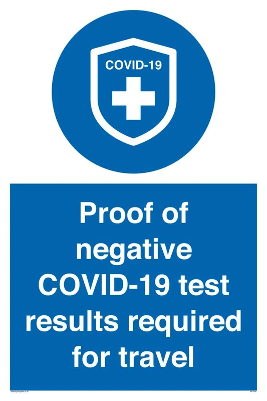 Proof of negative COVID-19 test results required for travel
