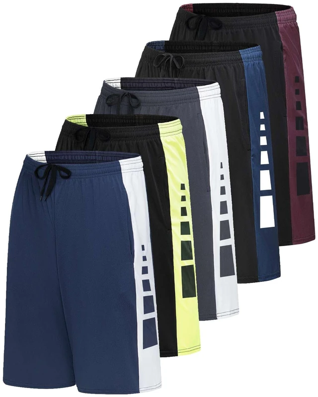 Mens Quick Dry Fit Dri-Fit Active Wear Athletic Performance Football Rugby 9 Inch Inseam Training Tennis Running Essentials Gym Shorts Hombre Stretch Fitness Casual Workout Tech Shorts -Set 10 L