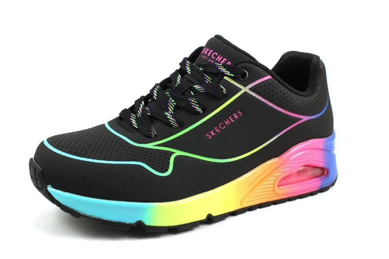 Skechers Women's UNO-POP of Sunshine Sneaker, BKMT, 9.5