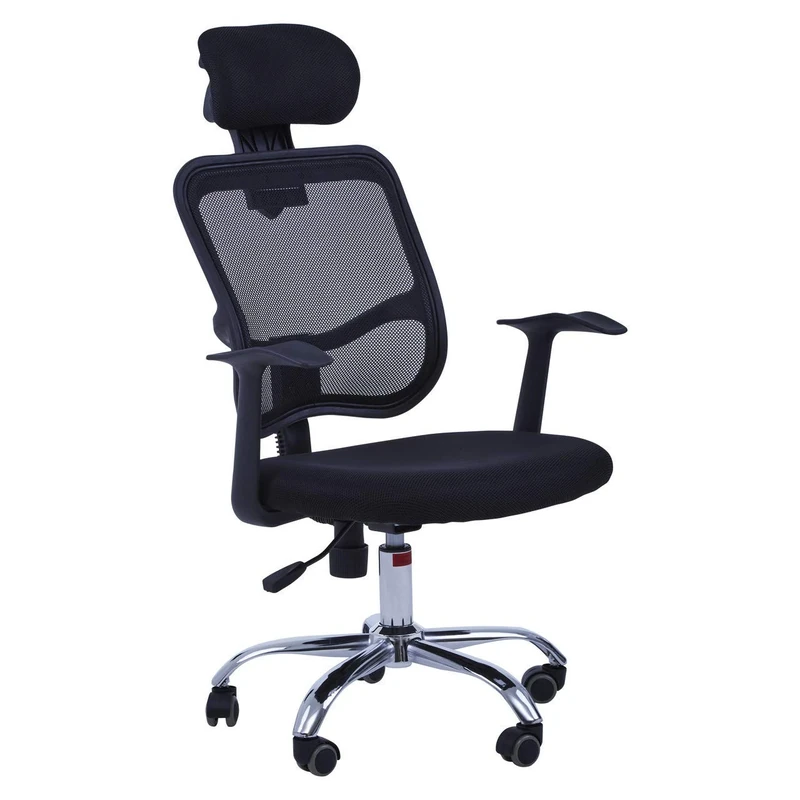 Premier Housewares Home Office Chair with Black Armrest, Comfy Desk Chairs, Black - w58 x d56 x h116cm