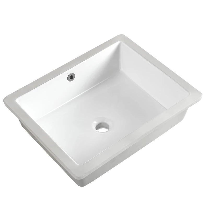 20 Inch Undermount Bathroom Sink Rectangle Undermount Sink White Ceramic Under Counter Bathroom Sinks with Overflow (19.7"x15.7")