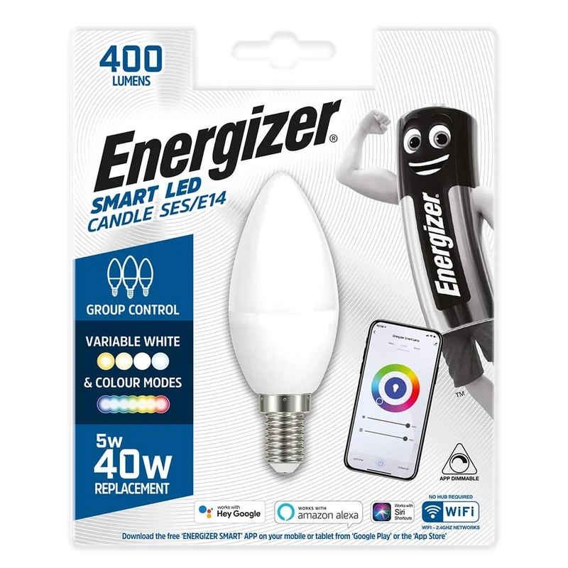 Energizer Smart E14 Candle Bulb - 5W Colour Changing LED - Image 1