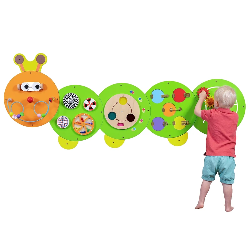 SPARK & WOW Caterpillar Activity Wall Panels | Ages 18m+ | Montessori Sensory Wall Toy | 6 Activities | Busy Board | Toddler Room Decor
