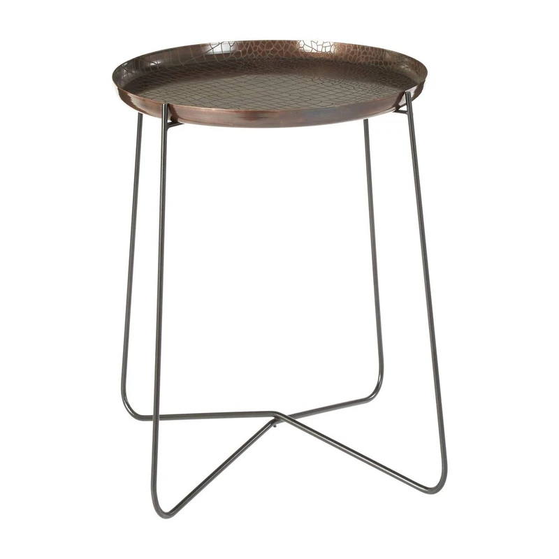 Premier Housewares Side Table for Living & Bedroom, w50 x d50 x h55cm, Copper/Black - Hege