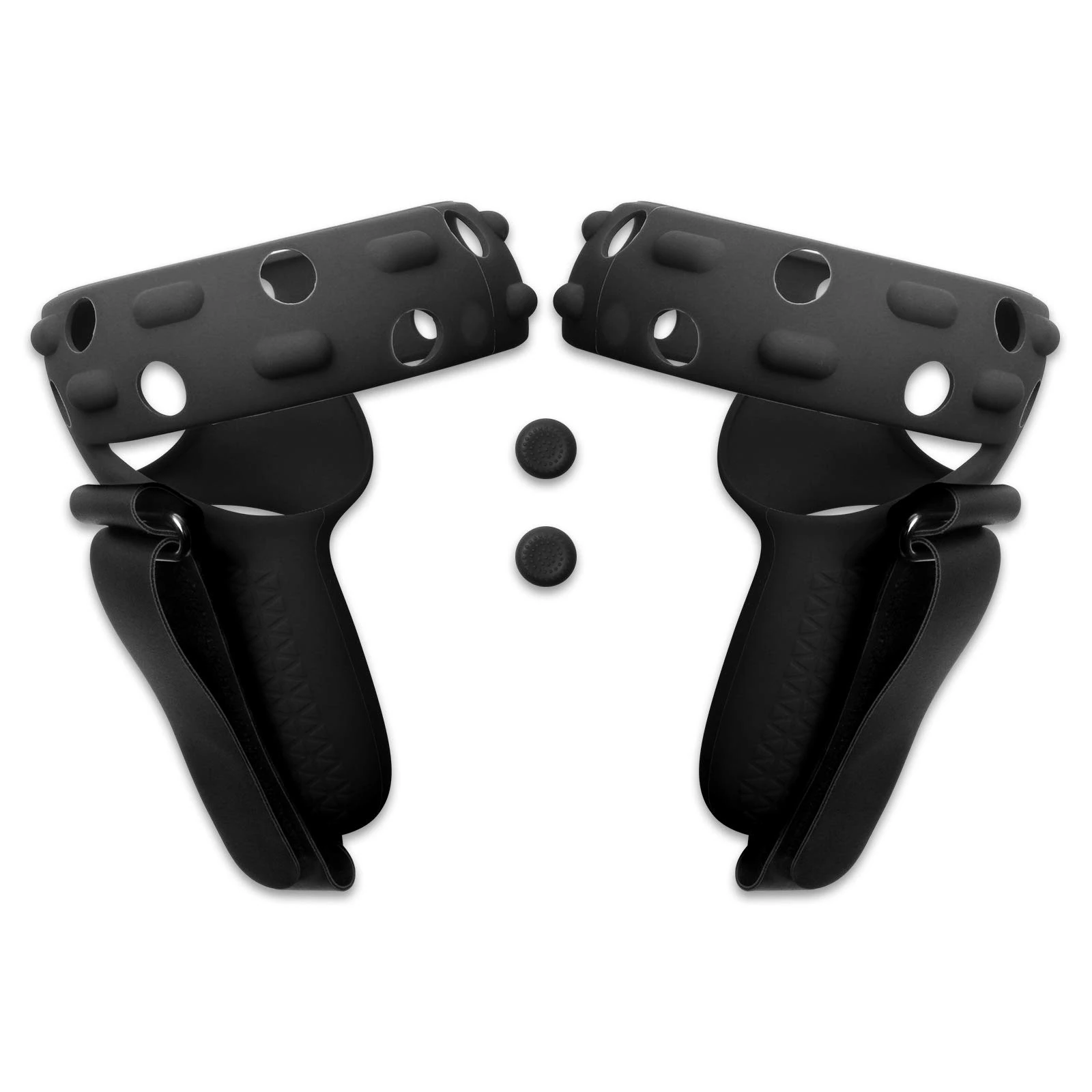 LICHIFIT Handle Grip Cover with Hand Strap for Oculus Quest 2 VR, Soft Silicone Controller Protective Sleeve Cover Black