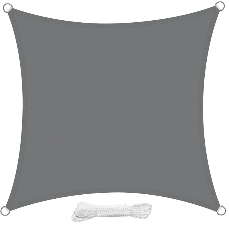 swift Sun Shade Sail 4m x 4m Waterproof Square PES Polyester 98% UV Block 4x4 Meter Sunscreen Awning Canopy Sail Shades for Garden Outdoor Patio with Free Ropes, Grey