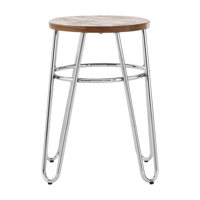 Premier Housewares Bar Stool, Counter Height Stools, Metal & Wood, w35 x d35 x h47.5cm - silver