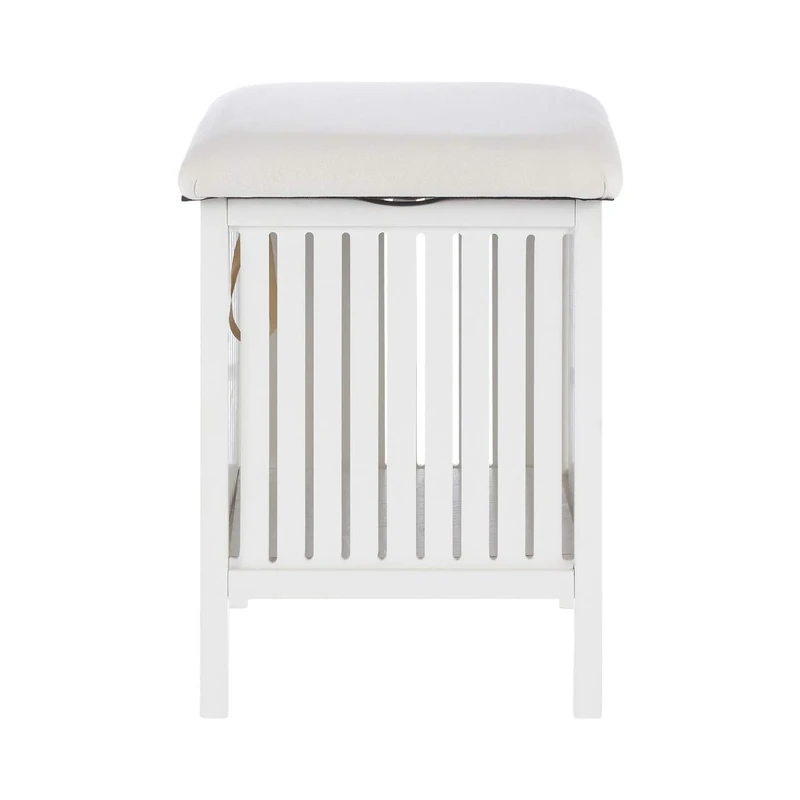 Premier Housewares Rustic Bathe Stool, Pine Wood, w45 x d40 x h64cm - White