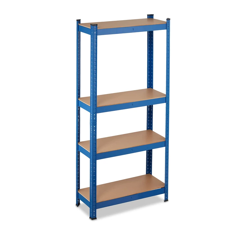 Relaxdays Heavy Duty Shelving Unit, Max. Load 700 kg, 150x70x30 cm, 4 Shelves, Garage & Warehouse Storage, Steel, Blue