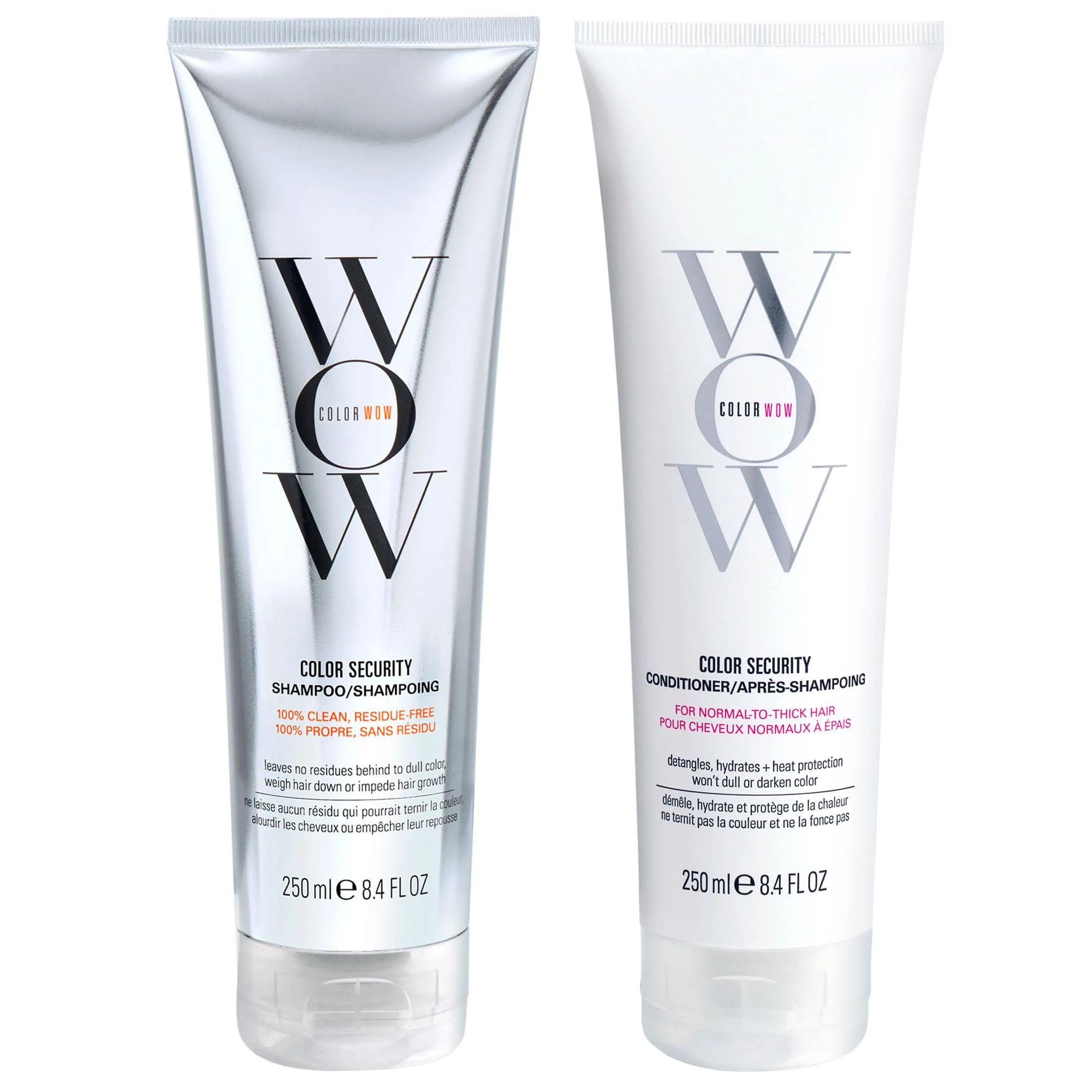 COLOR WOW Color Security Shampoo & Conditioner Duo – Sulphate-Free, Hydrating Cleanse + Moisture for Normal to Thick Hair | No Residue, Vegan, Cruelty-Free, 2 x 250ml