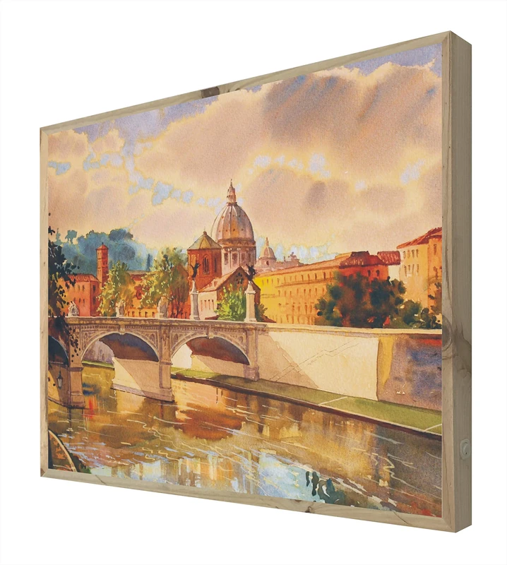 Rome at Sunset Backlit Wooden Sign