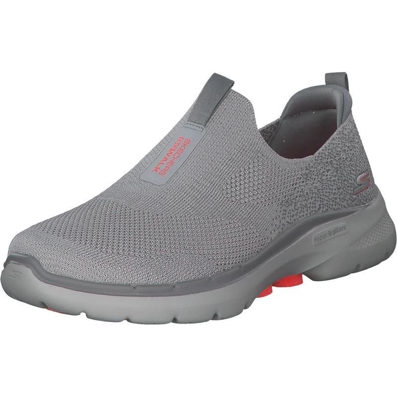 Skechers Women's GO Walk 6 Glimmering Sneaker, Gray Textile/Coral Trim, 5 UK