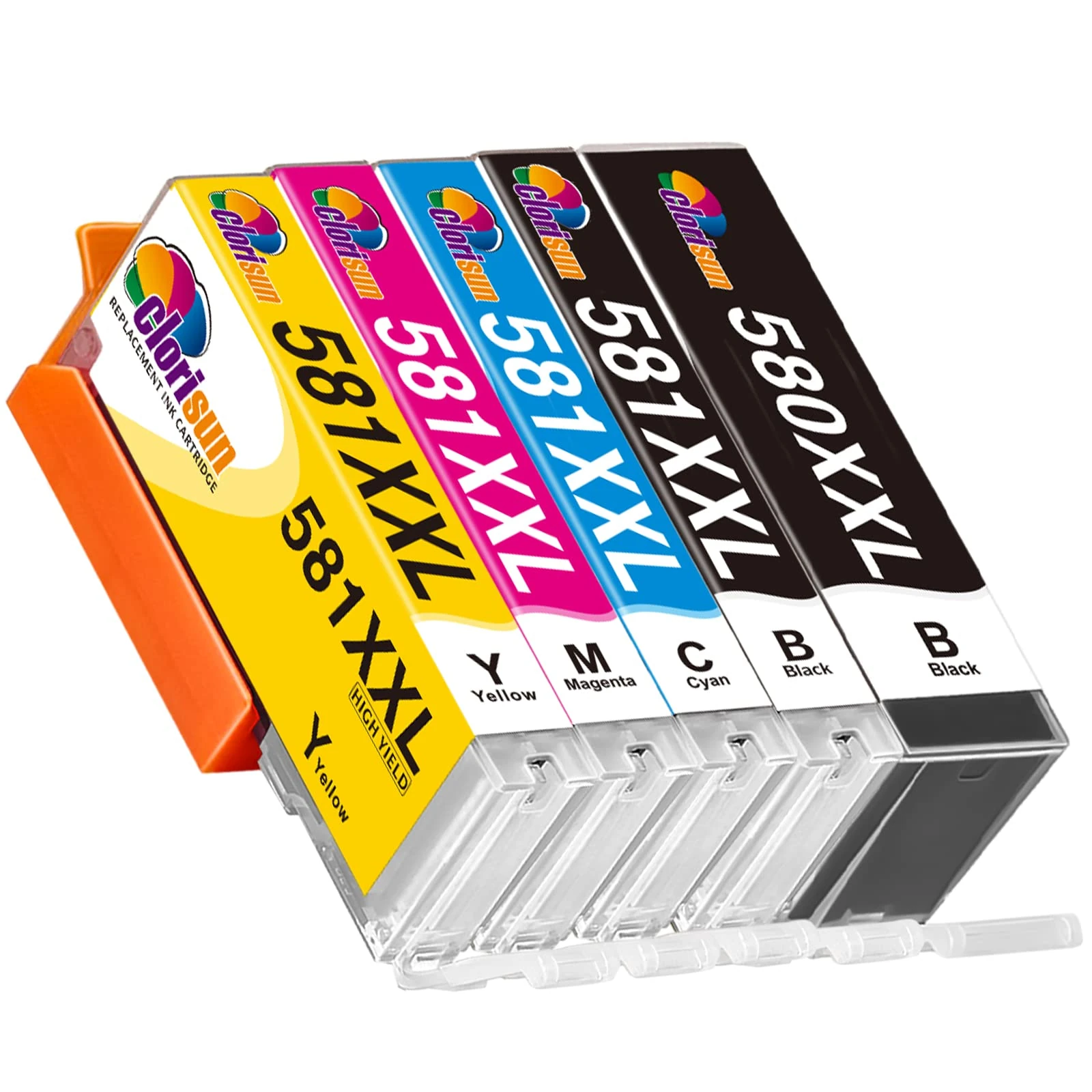 Clorisun 580 581 Printer Cartridges for Canon PGI580 581 XXL Black Cyan Magenta Yellow Multipack for Canon