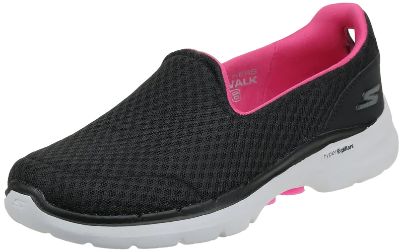 Skechers women 124508 Sneaker, Black/ Hot pink, 2 UK