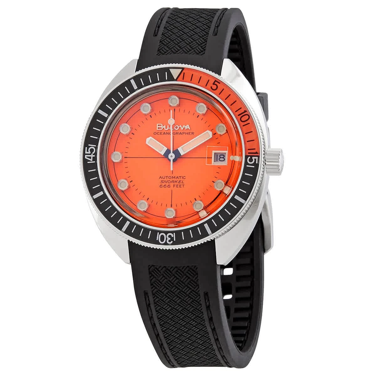 Bulova Men's Devil Diver Oceanographer Black Rubber Strap Watch | 41mm | 96B350, Diver