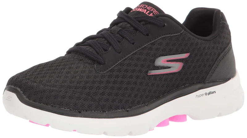Skechers Women's Sneaker, Black Hot Pink, 9 UK