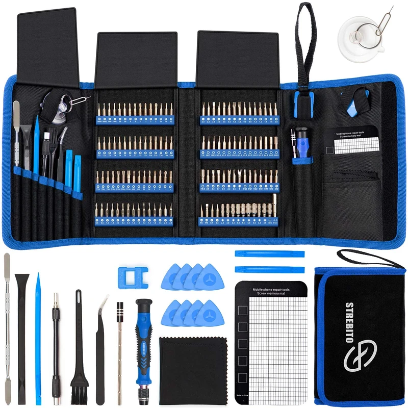 STREBITO Electronics Precision Screwdriver Sets 142-Piece with 120 Bits Magnetic Repair Tool Kit for Phone, MacBook, Computer, Laptop, PC, Tablet, PS4, Game Console